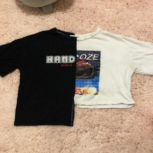 half black/white cropped t shirt